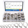 Picture of Glarks 100Pcs Adjustable 8-44mm Range 304 Stainless Steel Worm Gear Hose Clamps Assortment Kit, Fuel Line Clamp for Water Pipe, Plumbing, Automotive and Mechanical Application (Hose Clamp Kit)