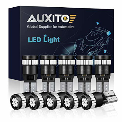 Picture of AUXITO 194 LED Light Bulb, Ultra Blue 168 2825 W5W T10 Wedge 24-SMD 3014 Chipsets LED Replacement Bulbs Error Free for Car Dome Map Reading License Plate Instrument Panel Dashboard Lights (Pack of 10)