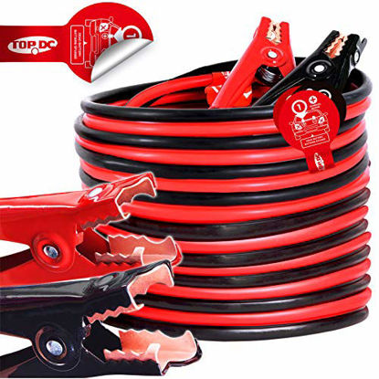Picture of TOPDC Jumper Cables 4 Gauge 20 Feet Heavy Duty Booster Cables with Carry Bag or Box (4AWG x 20Ft)