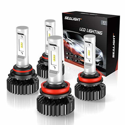 Picture of SEALIGHT 9005/HB3 High Beam H11/H9 Low Beam 14000LM LED Headlight Bulbs Combo Package CSP Chips 6000K Cool White