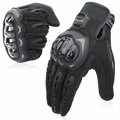 Picture of COFIT Motorcycle Gloves for Men and Women, Full Finger Touchscreen Motorbike Gloves for BMX ATV MTB Riding, Road Racing, Cycling, Climbing, Motocross - Black L
