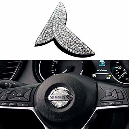 Picture of Bling Bling Car Steering Wheel Decorative Diamond Crystal Decal Decoration Cover Sticker Fit For NISSAN,DIY Bling Car Steering Wheel Emblem Accessories for NISSAN maximaaltimasentrapathfinderkicks