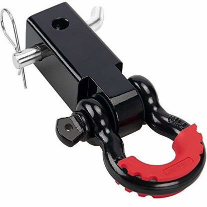Picture of LIBERRWAY Shackle Hitch Receiver 2 inch 41918 Lbs Break Strength Never Rust Receiver Shackle Bracket Heavy Duty and Solid with 3/4'' D Ring Shackle, Towing Accessories for Trucks