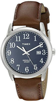 Picture of Timex Men's TW2P75900 Easy Reader 38mm Brown/Silver-Tone/Blue Leather Strap Watch