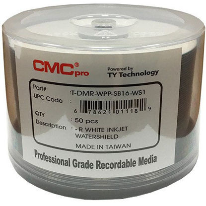 Picture of CMC Pro - Powered byTY Technology Watershield Glossy White Inkjet Hub 16X DVD-R - 50-Pack
