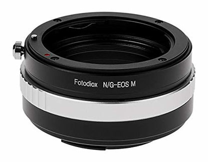 Picture of Fotodiox Lens Mount Adapter with Aperture Control, for Nikon G-Type, DX-Type Lens to Canon EOS M Mirrorless Cameras