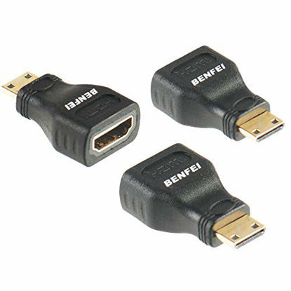 Picture of Mini HDMI to HDMI, Benfei 3 Pack Gold Plated HDMI to Mini HDMI Adapter Compatible for Raspberry Pi, Camera, Camcorder, DSLR, Tablet, Video Card
