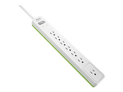 Picture of Power Strip Surge Protector, APC PE76W, 1440 Joule, Flat Plug, 7 Outlet Strip