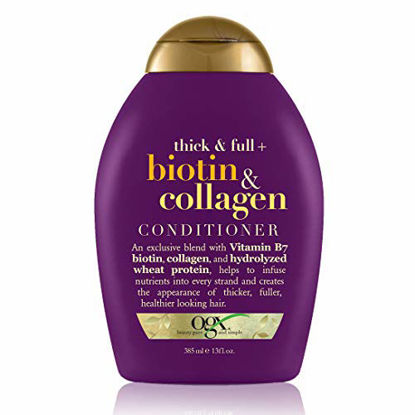 Picture of OGX Thick & Full + Biotin & Collagen Volumizing Conditioner for Thin Hair, with Vitamin B7 & Hydrolyzed Wheat Protein, Paraben-Free, Sulfate-Free Surfactants, 13 fl oz