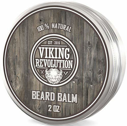 Picture of Viking Revolution Beard Balm - All Natural Grooming Treatment with Argan Oil & Mango Butter - Strengthens & Softens Beards & Mustaches - Citrus Scent Leave in Conditioner Wax for Men - 1 Pack