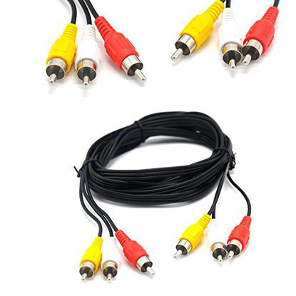 Picture of Padarsey RCA 10FT Audio/Video Composite Cable DVD/VCR/SAT Yellow/White/red connectors 3 Male to 3 Male