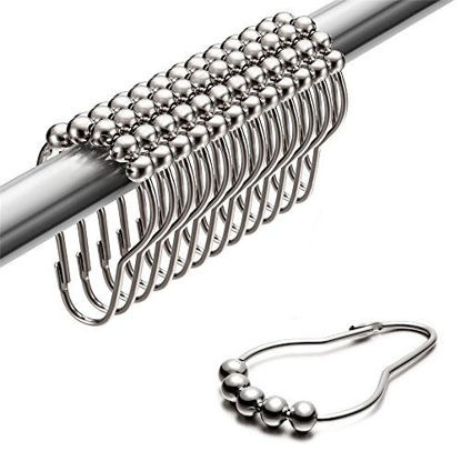 Picture of Uigos Shower Curtain Rings for Bathroom - Stainless Steel, Set of 12, Chrome