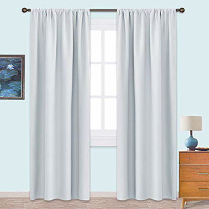 Picture of NICETOWN Kitchen Room Darkening Curtains - Window Treatment Thermal Insulated Rod Pocket Room Darkening Curtains/Drapes for Bedroom (2 Panels, 42 by 84, Platinum - Greyish White)