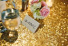 Picture of B-COOL Gold Rectangle Sequin Tablecloth 90x156-Inch Sparkly Wedding Tablecloth Long Glitter Table Overlays for Event Party Banquet