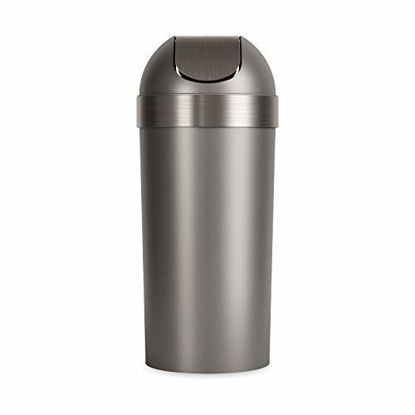 Picture of Umbra Venti Swing-Top 16.5-Gallon Kitchen Trash Large, 35-inch Tall Garbage Can for Indoor, Outdoor or Commercial Use, Pewter