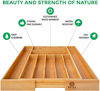 Picture of Bamboo Kitchen Drawer Organizer - Expandable Silverware Organizer/Utensil Holder and Cutlery Tray with Grooved Drawer Dividers for Flatware and Kitchen Utensils (9 Slots, Natural)
