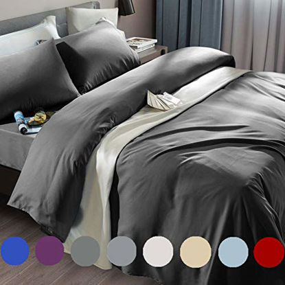 Picture of SONORO KATE Bed Sheet Set Super Soft Microfiber 1800 Thread Count Luxury Egyptian Sheets Fit 18 - 24 Inch Deep Pocket Mattress Wrinkle and Hypoallergenic-6 Piece (Dark Grey, Queen)