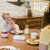 Picture of Butter Hub Butter Dish with Lid and Knife, Magnetic Butter Keeper, Easy Scoop, No Mess Lid, Plastic, Dishwasher Safe (Grey)