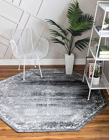 Picture of Unique Loom Sofia Collection Traditional Vintage Dark Gray/Ivory Octagonal Rug (6' 0 x 6' 0)