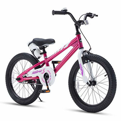 Picture of RoyalBaby Kids Bike Boys Girls Freestyle BMX Bicycle With Kickstand Gifts for Children Bikes 18 Inch Fuchsia