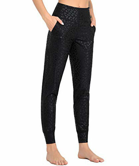 GetUSCart- Dragon Fit Joggers for Women with Pockets,High Waist Workout  Yoga Tapered Sweatpants Women's Lounge Pants (Joggers78-Black Leopard,  Large)