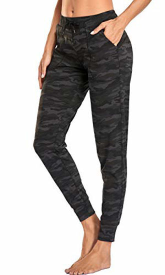 GetUSCart- Oalka Women's Joggers High Waist Yoga Pockets Sweatpants Sport  Workout Pants Drawstring Multi Camo Grey S