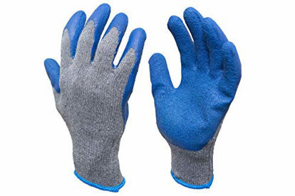 Picture of G & F Products - 3100L-DZ-Parent 12 Pairs Large Rubber Latex Double Coated Work Gloves for Construction, gardening gloves, heavy duty Cotton Blend Blue