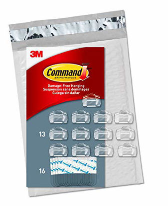 Picture of Command Clear Cord Clips, 13 Clips, 16 Strips (CL017-13NA) - Easy to Open Packaging, Organize Damage-Free