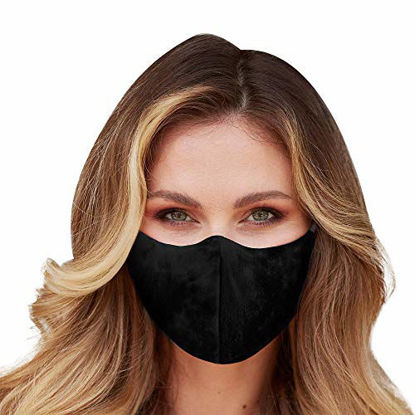 Picture of Washable Face Mask with Adjustable Ear Loops & Nose Wire - 3 Layers, 100% Cotton Inner Layer - Cloth Reusable Face Protection with Filter Pocket - Made in USA - (Solid Black)