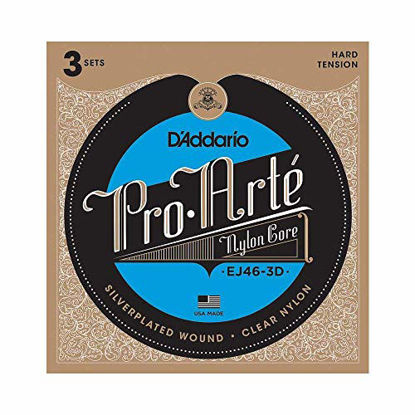 Picture of D'Addario EJ46-3D Pro-Arte Nylon Classical Guitar Strings, Hard Tension, 3 Sets