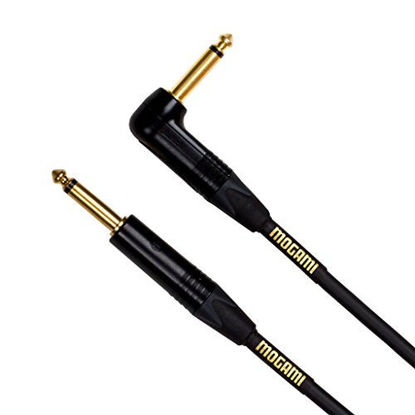 Picture of Mogami Gold INSTRUMENT-10R Guitar Instrument Cable, 1/4" TS Male Plugs, Gold Contacts, Right Angle and Straight Connectors, 10 Foot