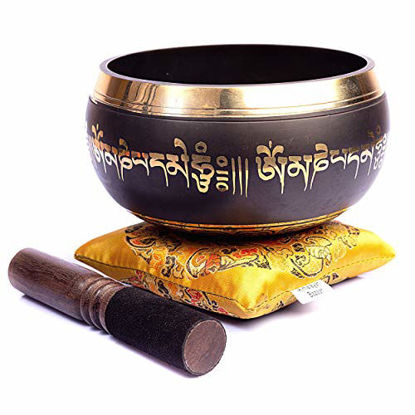 Picture of Tibetan Singing Bowl Set - Easy To Play Authentic Handmade For Meditation Sound Chakra Healing By Himalayan Bazaar