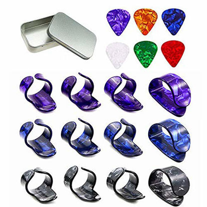 Picture of Non-square 3 Pairs Thumb and Finger Picks. Best for Fingerstyle Acoustic Guitar, Banjo or Ukulele.6 pcs 0.96mm Guitar picks. (Thumb Finger Picks)