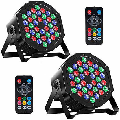 Picture of MOSFiATA 2 Pcs Par Lights DMX, RGB 36 LED DJ Stage Light Sound Activated 7 Modes Uplighting with Remote Control DJ Equipment for Club Christmas Wedding Party Indoor Event Dance (2 Pack)