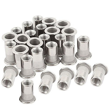Picture of 30PCs 1/4"-20 Stainless Steel Rivet Nuts Flat Head Insert Nutsert 1/4-20UNC