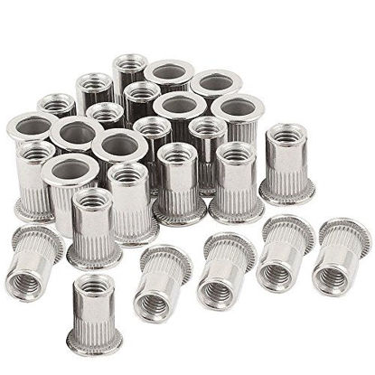 Picture of 30PCs 1/4"-20 Stainless Steel Rivet Nuts Flat Head Insert Nutsert 1/4-20UNC