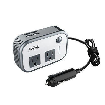 Picture of Foval 200W Car Power Inverter DC 12V to 110V AC Converter with 4 USB Ports Charger