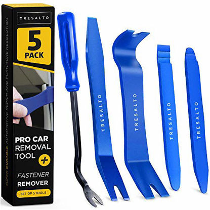 Picture of Tresalto Auto Trim Removal Tool Set [Non Marring and No Scratch] Auto Trim Kit for Easy Removal of Car Door Panels, Fasteners, Molding, Dashboards and Wheel Hubs, 5 PCS
