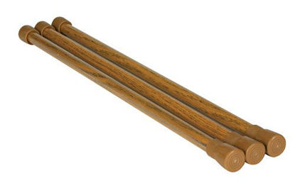 Picture of Camco 28" RV Refrigerator Bars - Holds Food and Drinks in Place During Travel, Prevents Messy Spills, Spring Loaded and Extends Between 16" and 28" - Oak Finish (3 Pack) (43823)