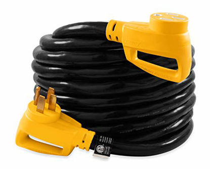 Picture of Camco 30' PowerGrip Heavy-Duty Outdoor 50-Amp Extension Cord for RV and Auto | Allows for Additional Length to Reach Distant Power Outlets | Built to Last (55195)