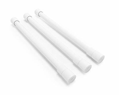 Picture of Camco 17" RV Refrigerator Bar, Holds Food and Drinks in Place During Travel, Prevents Messy Spills, Spring Loaded and Extends Between 10" and 17" - White (3 Pack) ( 44063)