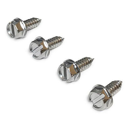 Picture of Rustproof Chrome License Plate Screws - Set of 4 Stainless Steel License Plate Frame Screws for Securing License Plates, Frames and Covers (Chrome Plated)