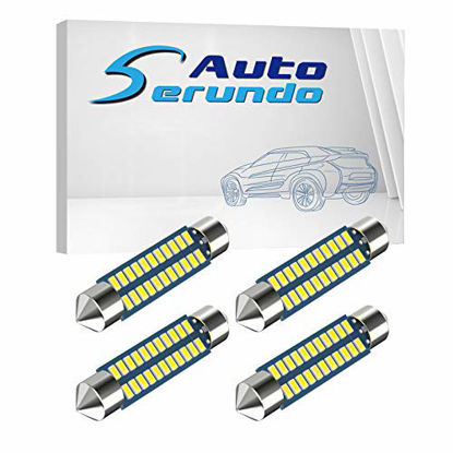 Picture of Serundo Auto 578 Led Bulb 211-2 Led Festoon Bulb 41mm 42mm 1.65in 212-2 Led Festoon Bulb for Car Map Light Dome Light, 6000k White Super Bright Interior Led Festoon Bulb,Pack of 4pcs