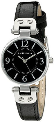 Picture of Anne Klein Women's 109443BKBK Silver-Tone Black Dial and Black Leather Strap Watch