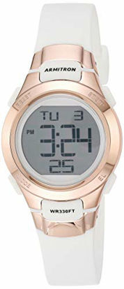 Picture of Armitron Sport Women's 45/7012RSG Rose Gold-Tone Accented Digital Chronograph White Resin Strap Watch