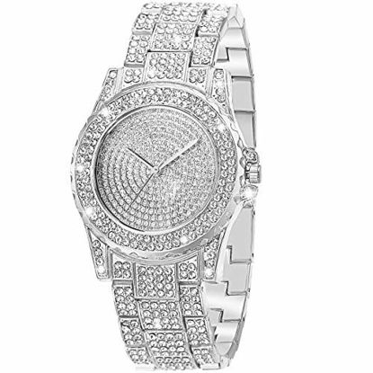 Picture of ManChDa Luxury Ladies Watch Iced Out Watch with Quartz Movement Crystal Rhinestone Diamond Watches for Women Stainless Steel Wristwatch Full Diamonds