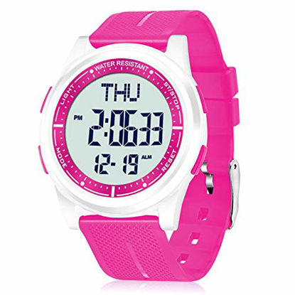 Picture of Beeasy Womens Digital Watch Waterproof with Stopwatch Alarm Countdown Timer Dual Time, 12/24 Hours Thin Digital Wrist Watches for Women, Pink