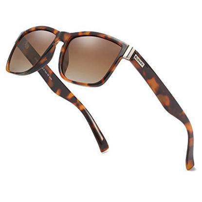 Picture of DUBERY Vintage Polarized Sunglasses for Men Women Retro Square Sun Glasses D518 (Tortoise Frame/Brown Lens)