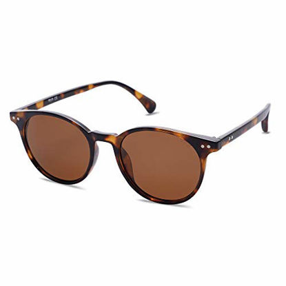 Picture of SOJOS Small Round Classic Polarized Sunglasses for Women Men Vintage Style UV400 Lens MAY SJ2113 with Tortoise Frame/Brown Lens