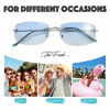 Picture of The Fresh Minimalist Small Rectangular Super Lightweight Sunglasses Clear Eyewear - Gift Box Package (102-Silver, Gradient Blue, 58)